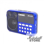 Портативная акустика Сигнал РП-224 3W, FM, USB, microSD, фонарь, черный/синий